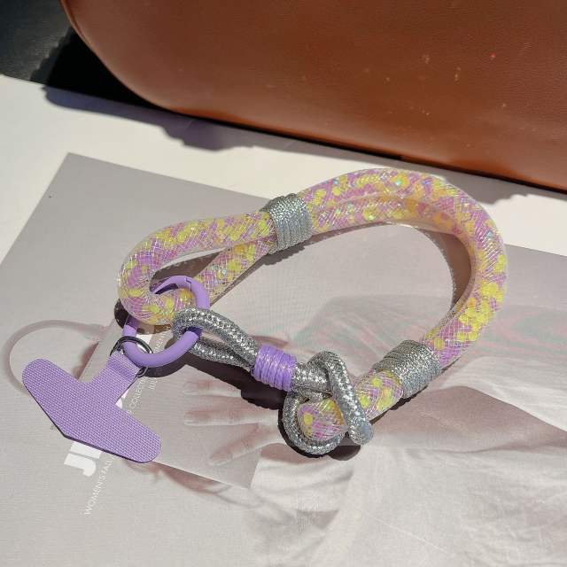Mesh Shiny Mobile Phone Chain Woven Contrasting Color phone lanyard