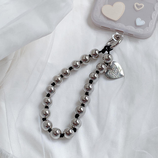Sweet and Cute Style Heart Colorfulful Beads Colorful Knot Mobile Phone chain phone lanyard