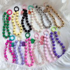 Sweet and Cute Style Heart Colorfulful Beads Colorful Knot Mobile Phone chain phone lanyard