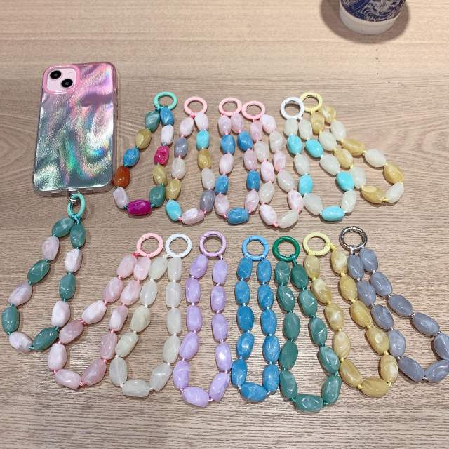 New Color Shaped Stone Acrylic Mobile Phone Hanging Chain summer phone lanyard