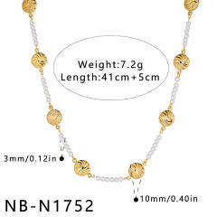 18KG pearl bead stainless steel necklace for women