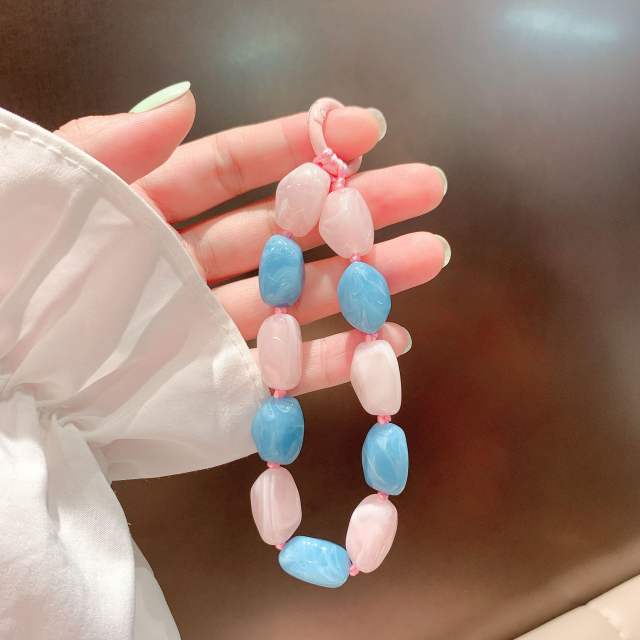 New Color Shaped Stone Acrylic Mobile Phone Hanging Chain summer phone lanyard