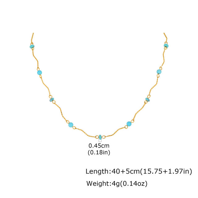 Boho turquoise bead starfish charm stainless steel necklace