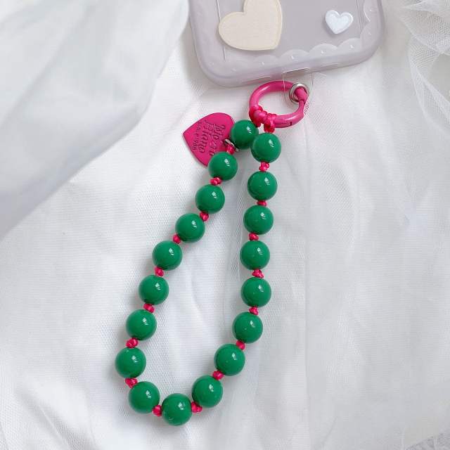 Sweet and Cute Style Heart Colorfulful Beads Colorful Knot Mobile Phone chain phone lanyard
