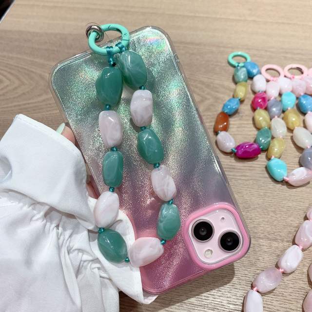 New Color Shaped Stone Acrylic Mobile Phone Hanging Chain summer phone lanyard