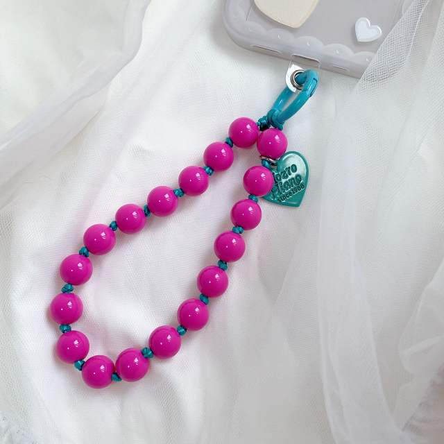 Sweet and Cute Style Heart Colorfulful Beads Colorful Knot Mobile Phone chain phone lanyard