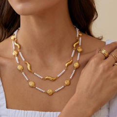 18KG pearl bead stainless steel necklace for women