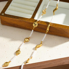 18KG pearl bead stainless steel necklace for women