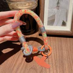 Orange-green short rope + orange triangle card sticker