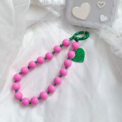 Sweet and Cute Style Heart Colorfulful Beads Colorful Knot Mobile Phone chain phone lanyard