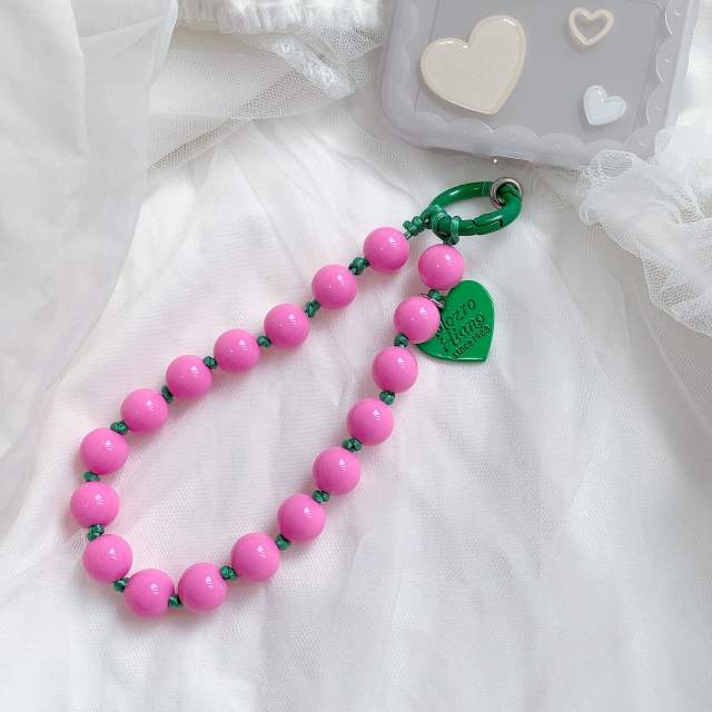 Sweet and Cute Style Heart Colorfulful Beads Colorful Knot Mobile Phone chain phone lanyard