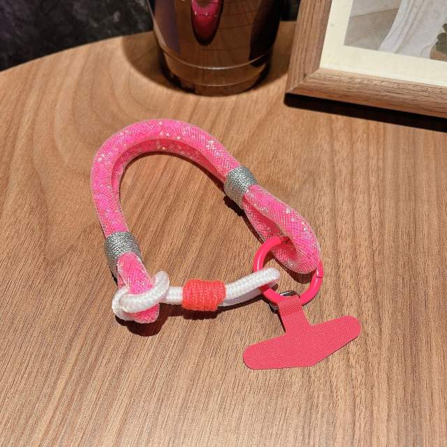 Mesh Shiny Mobile Phone Chain Woven Contrasting Color phone lanyard