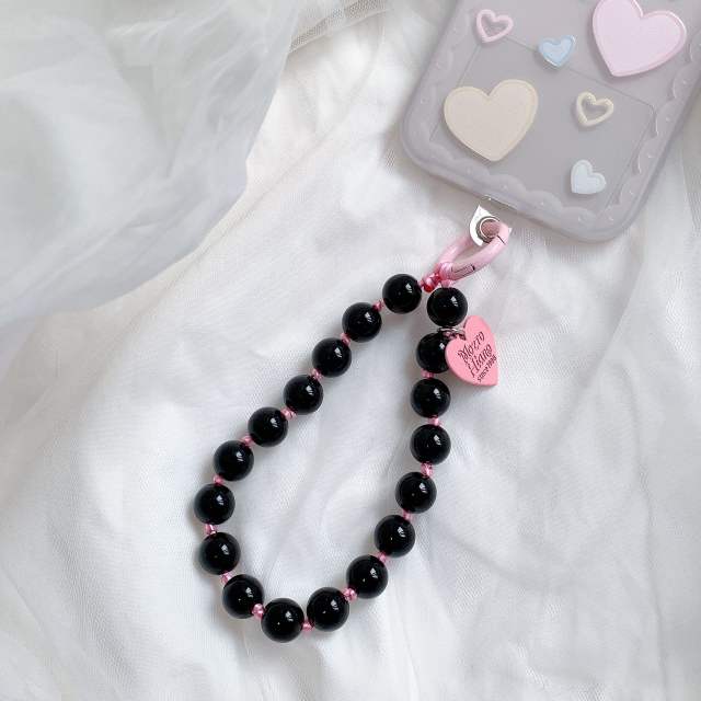 Sweet and Cute Style Heart Colorfulful Beads Colorful Knot Mobile Phone chain phone lanyard