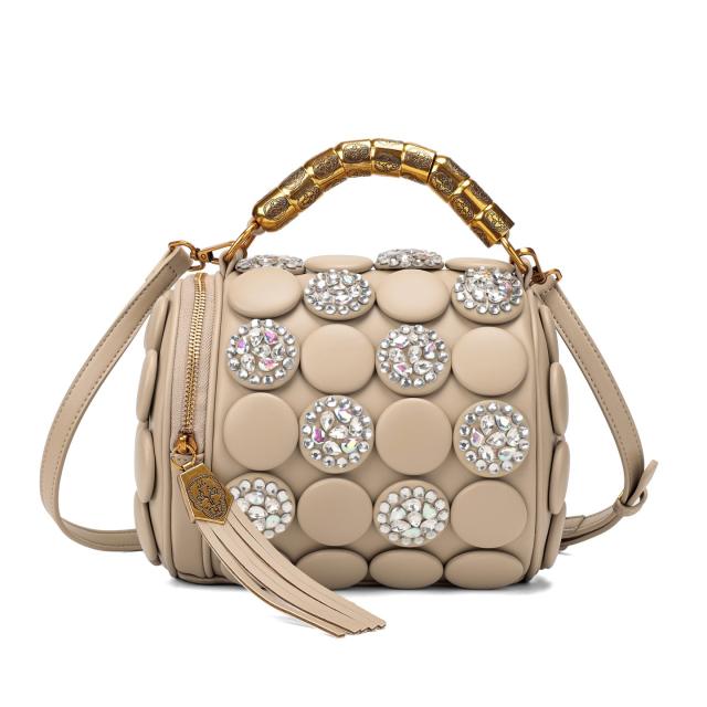 2026 New Style Rhinestone Studded Cylindrical Bag Large Capacity Shoulder Crossbody Bag