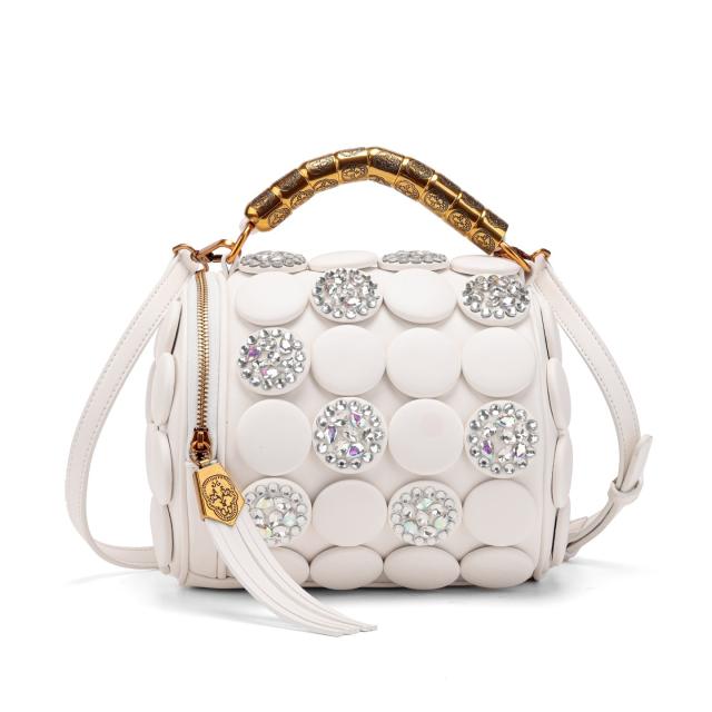 2026 New Style Rhinestone Studded Cylindrical Bag Large Capacity Shoulder Crossbody Bag
