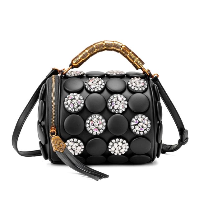 2026 New Style Rhinestone Studded Cylindrical Bag Large Capacity Shoulder Crossbody Bag