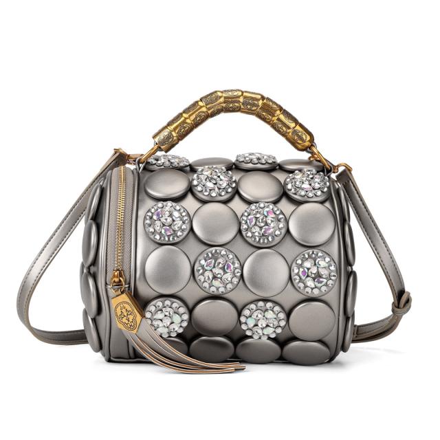 2026 New Style Rhinestone Studded Cylindrical Bag Large Capacity Shoulder Crossbody Bag