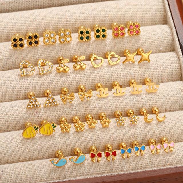 Diamond-Encrusted Titanium Steel Ear Studs Exquisite Ear Jewelry No Need to Remove Earrings for Bathing or Sleeping