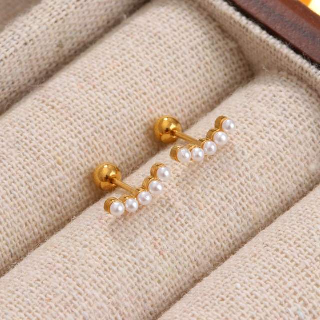 Exquisite Titanium Steel Ear Bone Nail Screw Anti-Lost Vacuum Plating 18K High Color Retention Bathing Sleeping