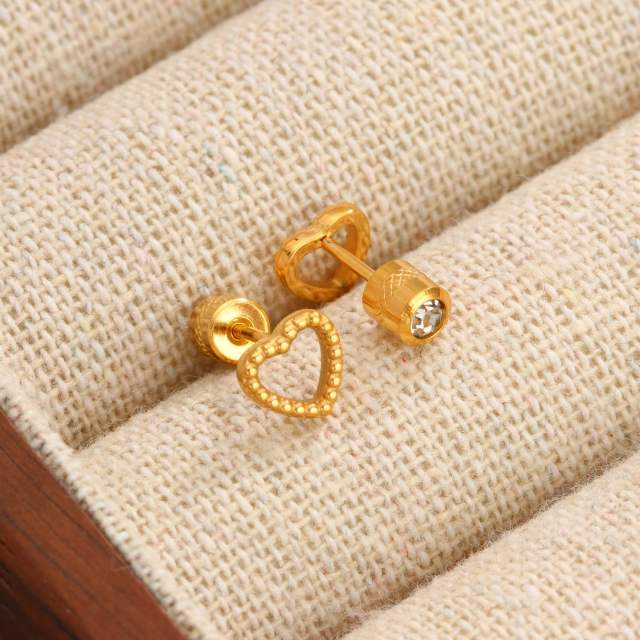 Diamond-Encrusted Double-Headed Stainless Steel Ear studs Mini Piercing Earrings
