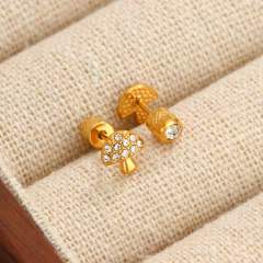 Diamond-Encrusted Double-Headed Stainless Steel Ear studs Mini Piercing Earrings