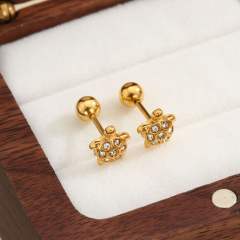 Diamond-Encrusted Double-Headed Titanium Steel Ear Studs piercing studs earrings