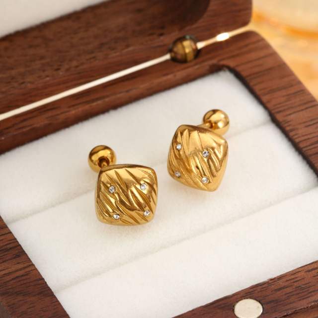Diamond-Encrusted Double-Headed Titanium Steel Ear Studs piercing studs earrings