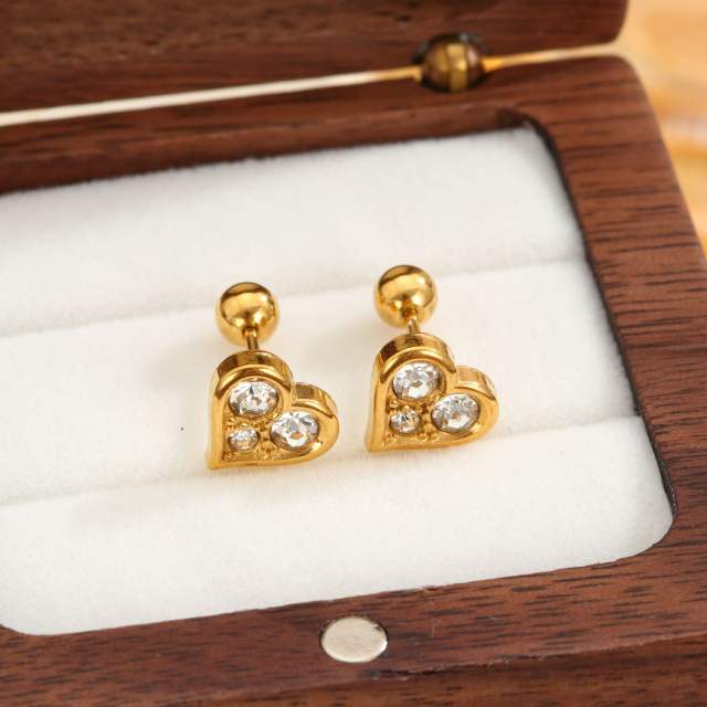 Diamond-Encrusted Double-Headed Titanium Steel Ear Studs piercing studs earrings