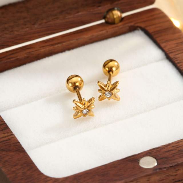 Diamond-Encrusted Double-Headed Titanium Steel Ear Studs piercing studs earrings