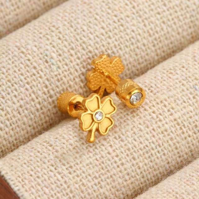 Diamond-Encrusted Double-Headed Stainless Steel Ear studs Mini Piercing Earrings