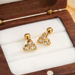 Diamond-Encrusted Double-Headed Titanium Steel Ear Studs piercing studs earrings
