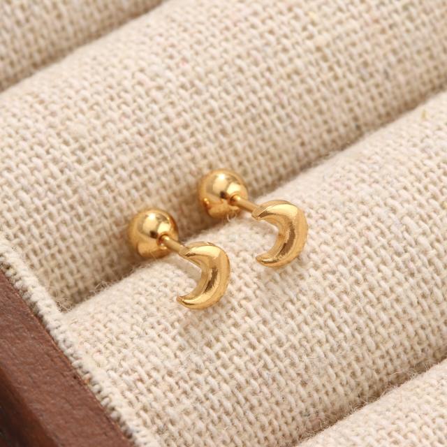 Stainless Steel Mini Piercing Earrings Screw-On Ball Ear Studs