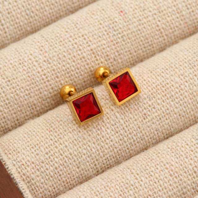 Titanium steel diamond heart colorful tiny ear studs piercing studs earrings