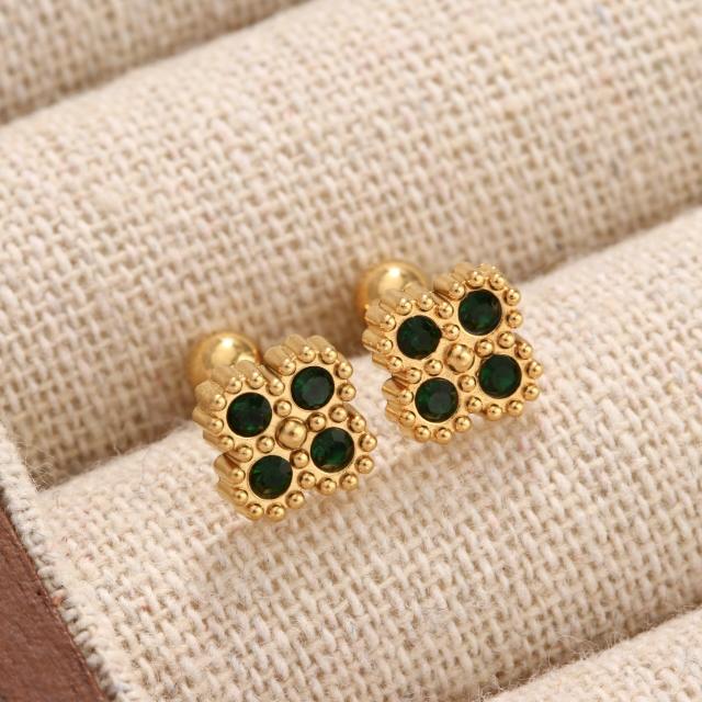 Diamond-Encrusted Titanium Steel Ear Studs Exquisite Ear Jewelry No Need to Remove Earrings for Bathing or Sleeping