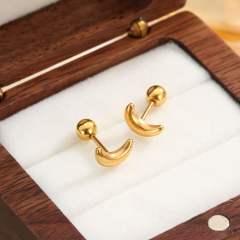 Diamond-Encrusted Double-Headed Titanium Steel Ear Studs piercing studs earrings