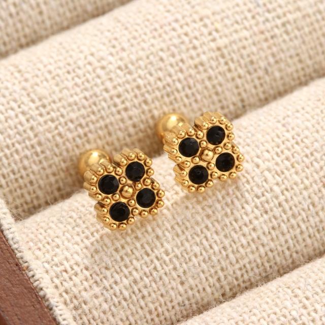Diamond-Encrusted Titanium Steel Ear Studs Exquisite Ear Jewelry No Need to Remove Earrings for Bathing or Sleeping