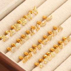 Diamond-Encrusted Double-Headed Stainless Steel Ear studs Mini Piercing Earrings