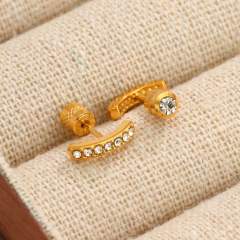 Diamond-Encrusted Double-Headed Stainless Steel Ear studs Mini Piercing Earrings