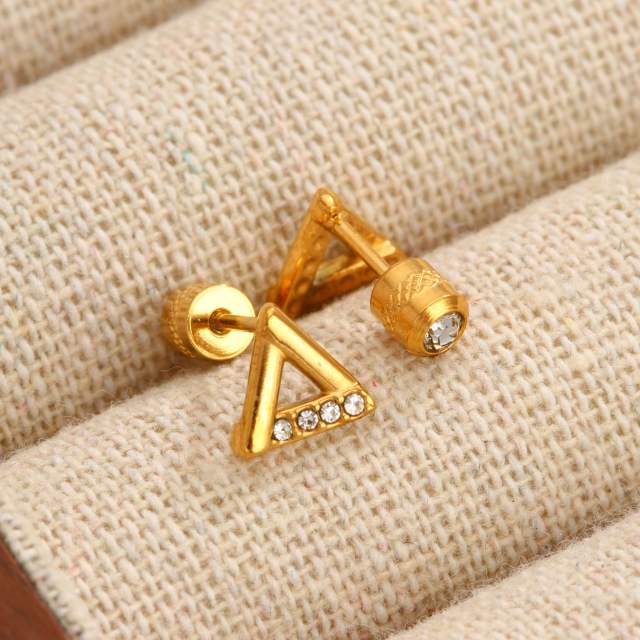 Diamond-Encrusted Double-Headed Stainless Steel Ear studs Mini Piercing Earrings