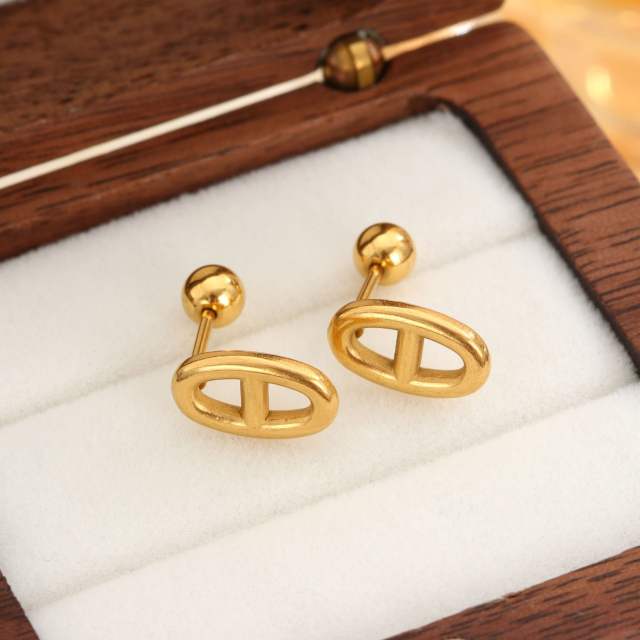 Diamond-Encrusted Double-Headed Titanium Steel Ear Studs piercing studs earrings
