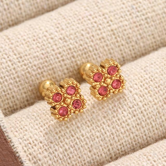 Diamond-Encrusted Titanium Steel Ear Studs Exquisite Ear Jewelry No Need to Remove Earrings for Bathing or Sleeping