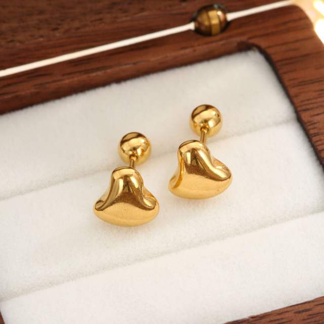 Diamond-Encrusted Double-Headed Titanium Steel Ear Studs piercing studs earrings