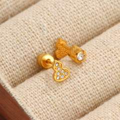 Diamond-Encrusted Double-Headed Stainless Steel Ear studs Mini Piercing Earrings