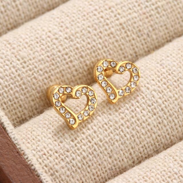 Diamond-Encrusted Titanium Steel Ear Studs Exquisite Ear Jewelry No Need to Remove Earrings for Bathing or Sleeping