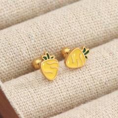 French-Style Strawberry Cherry Titanium Steel Ear Studs for Women piercing earrings