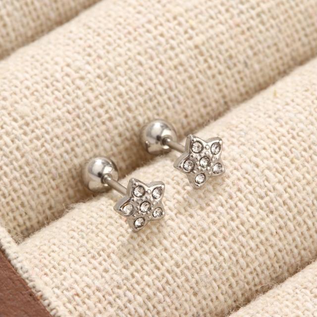 Diamond-Encrusted Titanium Steel Ear Studs Exquisite Ear Jewelry No Need to Remove Earrings for Bathing or Sleeping