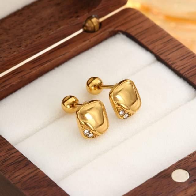 Diamond-Encrusted Double-Headed Titanium Steel Ear Studs piercing studs earrings