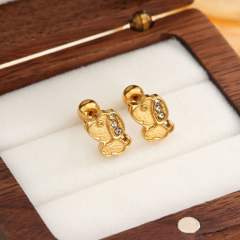 Diamond-Encrusted Double-Headed Titanium Steel Ear Studs piercing studs earrings