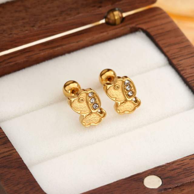 Diamond-Encrusted Double-Headed Titanium Steel Ear Studs piercing studs earrings