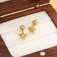 Diamond-encrusted five-pointed star gold pair (boxed)